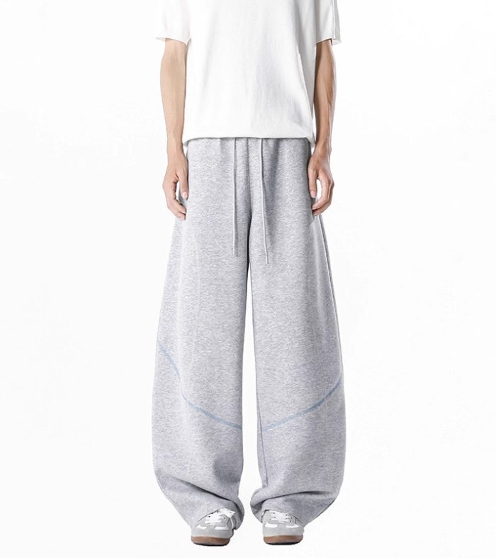 Heavyweight Stitched Wide-Leg Sweatpants for Men and Women, Autumn Fashion Brand, Loose Fit, Youth Casual Sporty Pants