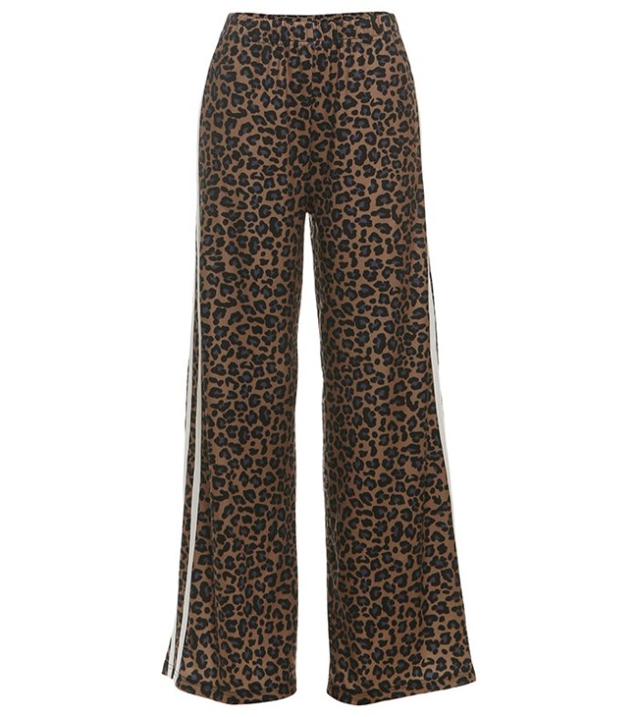 Leopard print high waisted loose and versatile casual wide leg pants